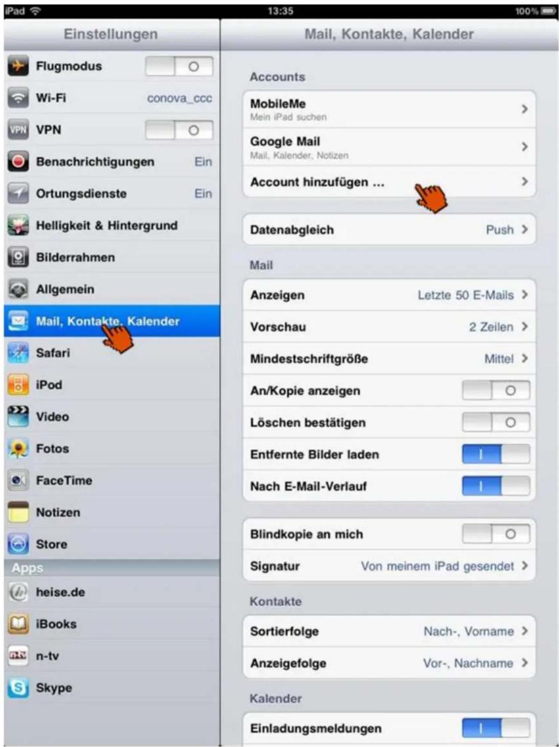 CISCO EPC 3940 - E-Mailkonfiguration für Apple iOS (iPad, iPhone) - 2