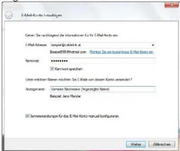 CISCO EPC 3940 - E-Mailkonfiguration für Windows Live Mail unter Win7 - 2