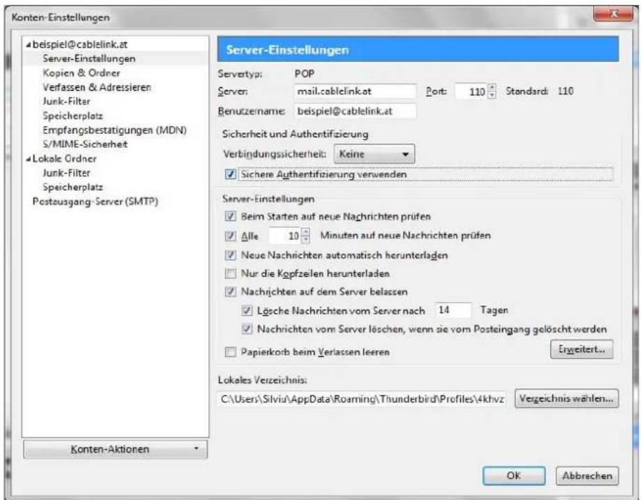 CISCO EPC 3940 - E-Mailkonfiguration für Mozilla Thunderbird unter Windows 7-10 - 5