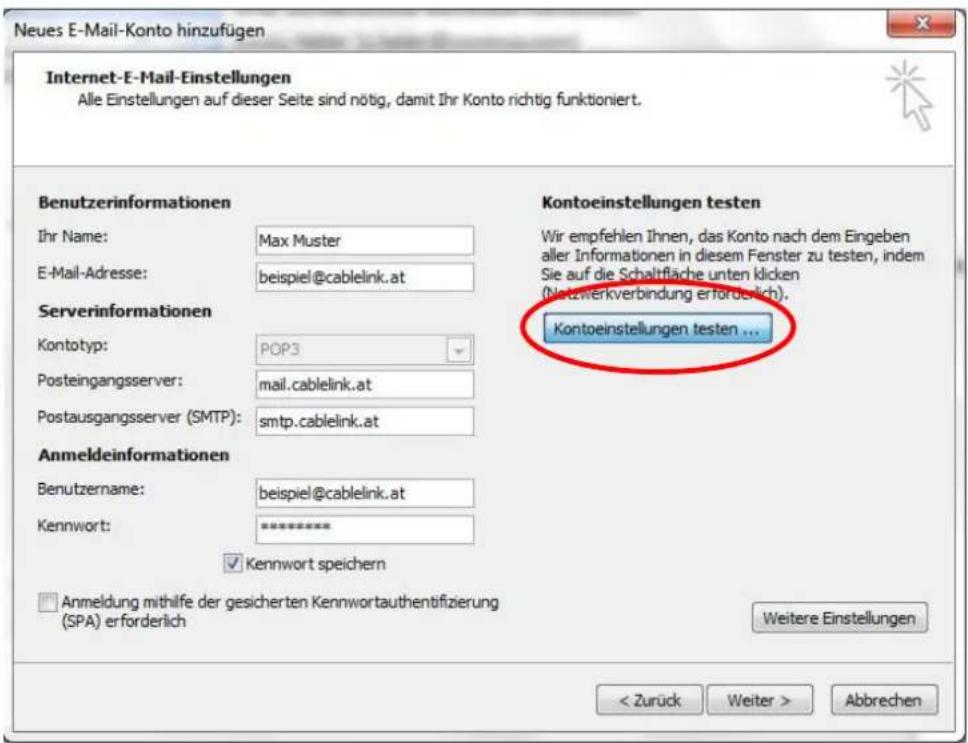 CISCO EPC 3940 - E-Mailkonfiguration für Outlook 2007 unter Windows 7-10 - 8