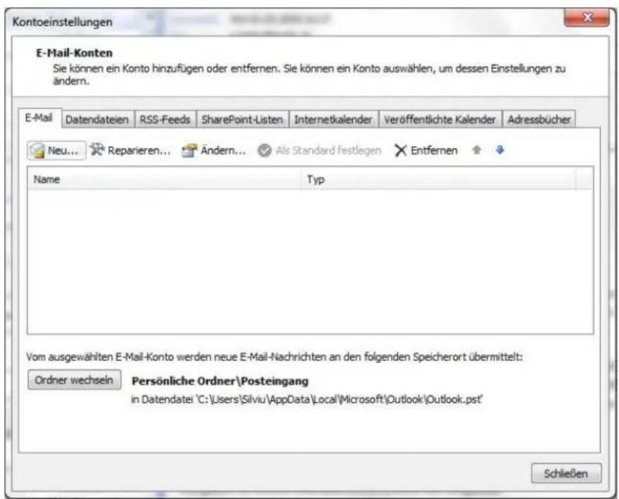 CISCO EPC 3940 - E-Mailkonfiguration für Outlook 2007 unter Windows 7-10 - 2