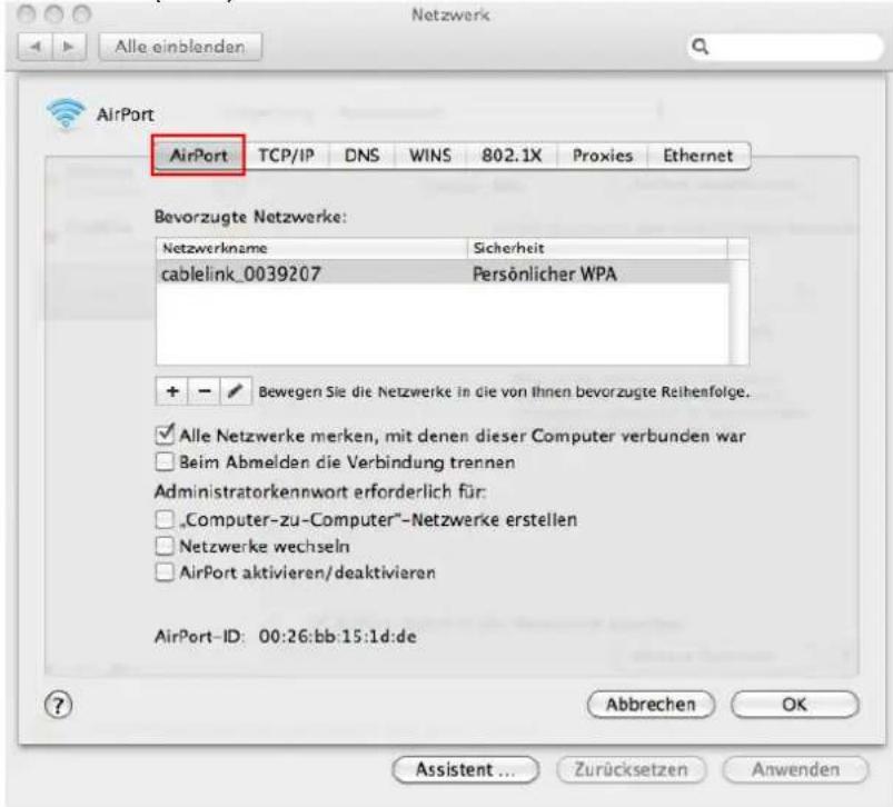 CISCO EPC 3940 - WLAN-Konfiguration für MAC OS 10.6 - 10.11 - 4