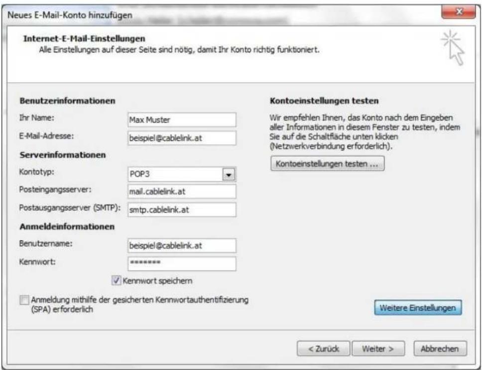 CISCO EPC 3940 - E-Mailkonfiguration für Outlook 2007 unter Windows 7-10 - 5
