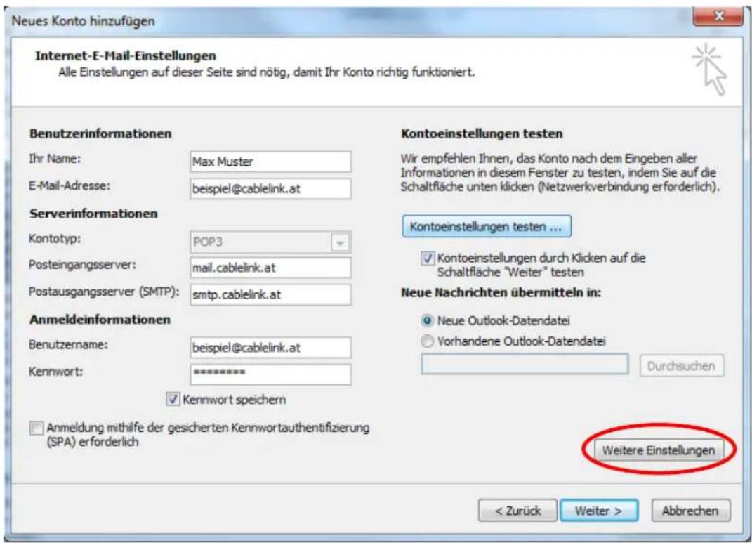 CISCO EPC 3940 - ■ Klicken Sie auf Weitere Einstellungen. - 1