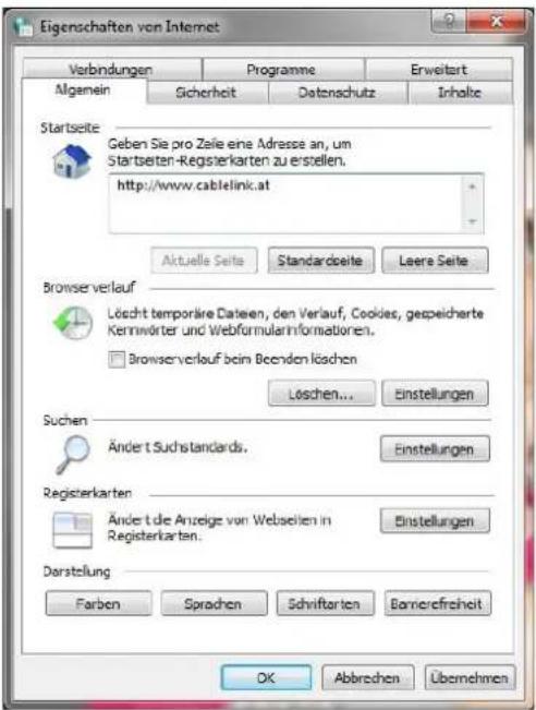 CISCO EPC 3940 - Browserkonfiguration für Internet Explorer unter Windows 7 - 2