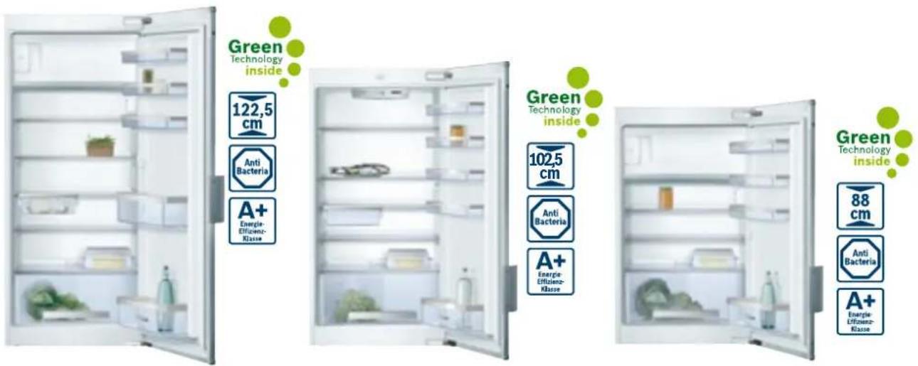 Green Technology inside 122,5 cm Anti Bacteria A+ Energie- Efficiency- Klasse Green Technology inside 102,5 cm Anti Bacteria A+ Energie- Efficiency- Klasse Green Technology inside 88 cm Anti Bacteria A+ Energie- Efficiency- Klasse