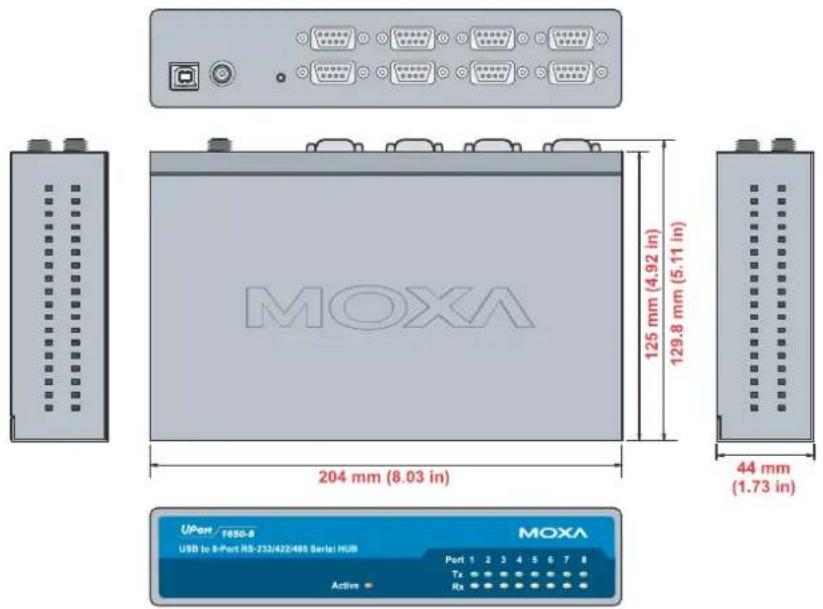 Moxa UPort 1410 - Dimensions - 3