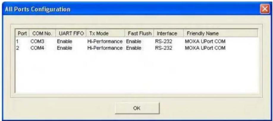 Moxa UPort 1410 - View All Settings - 1