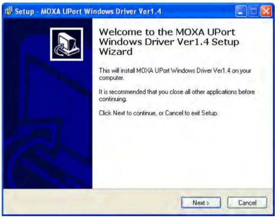 Moxa UPort 1410 - Installing the Windows Driver - 1