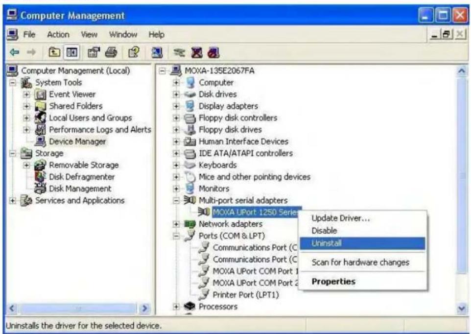 Moxa UPort 1410 - Uninstalling the UPort - 2