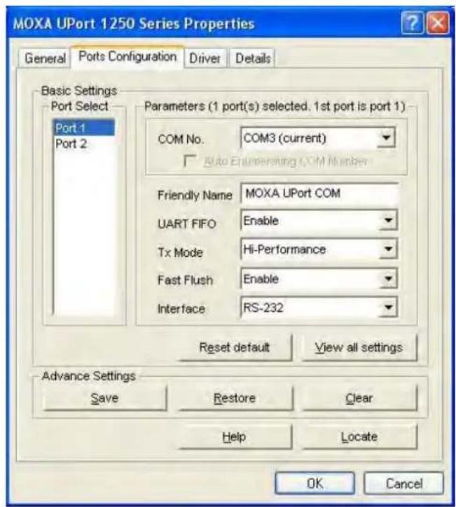 Moxa UPort 1410 - Configuring the Ports - 3