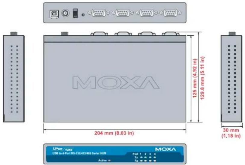 Moxa UPort 1410 - Dimensions - 2