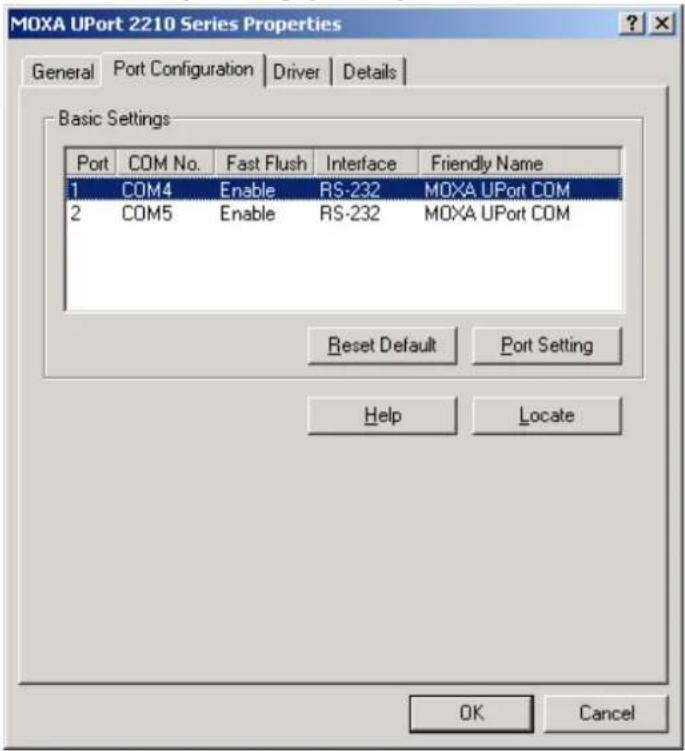 Moxa UPort 2210 - Configuring the Ports - 3