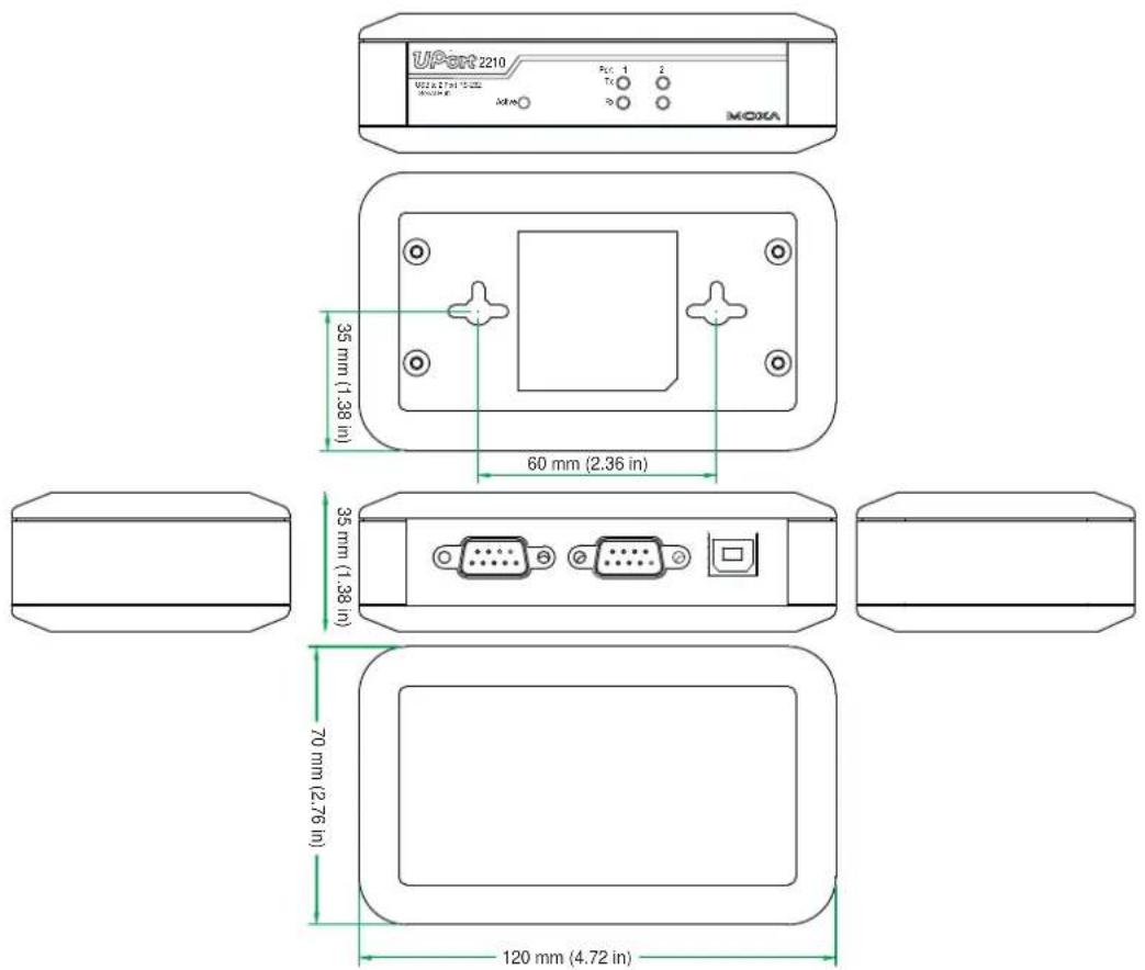Moxa UPort 2210 - Dimensions - 1
