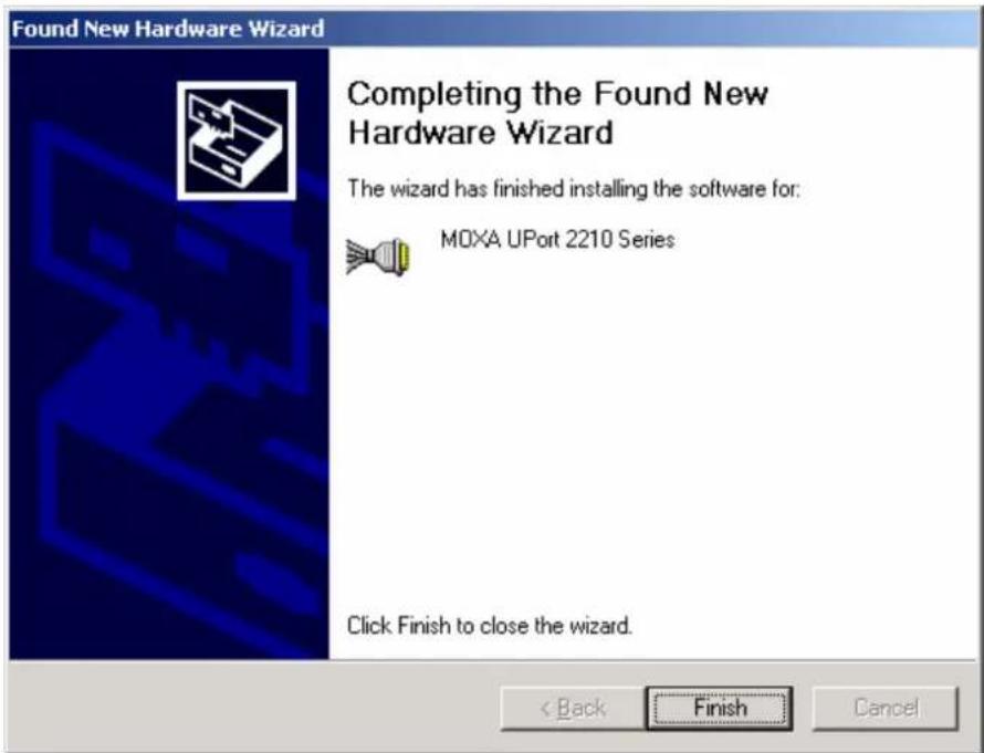 Moxa UPort 2210 - Installing the Driver for the Converter - 5