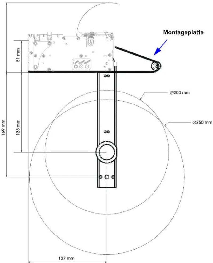 Montageplatte 51 mm Ø200 mm Ø250 mm 169 mm 128 mm 127 mm