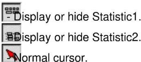 - Display or hide Statistic1. - Display or hide Statistic2. - Normal cursor.