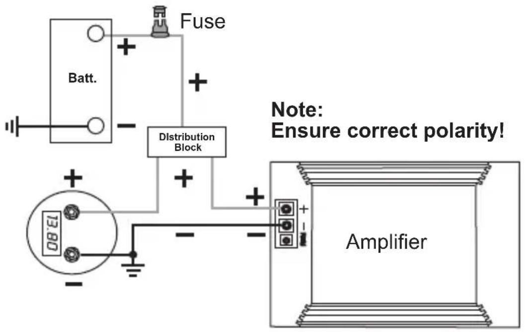 Batt. + - Fuse Distribution Block + - + - 13.80 Amplifier Note: Ensure correct polarity!