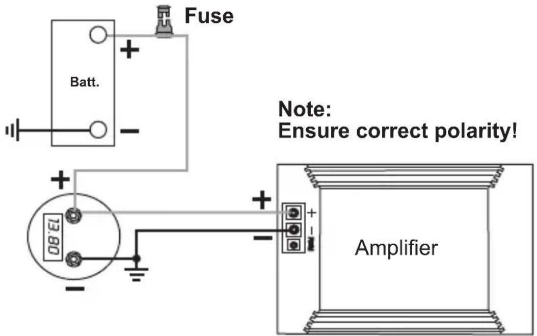 Fuse Batt. 13.80 + - + - Amplifier Note: Ensure correct polarity!