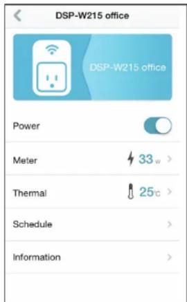 DSP-W215 office DSP-W215 office Power Meter 33 w > Thermal 25°C > Schedule > Information >