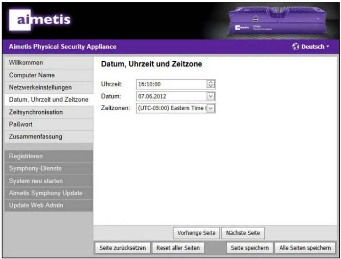 Aimetis E7040A - Datum, Uhrzeit & Zeitzone - 1