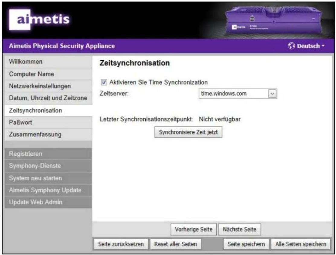 Aimetis E7040A - Zeitsynchronisierung - 1