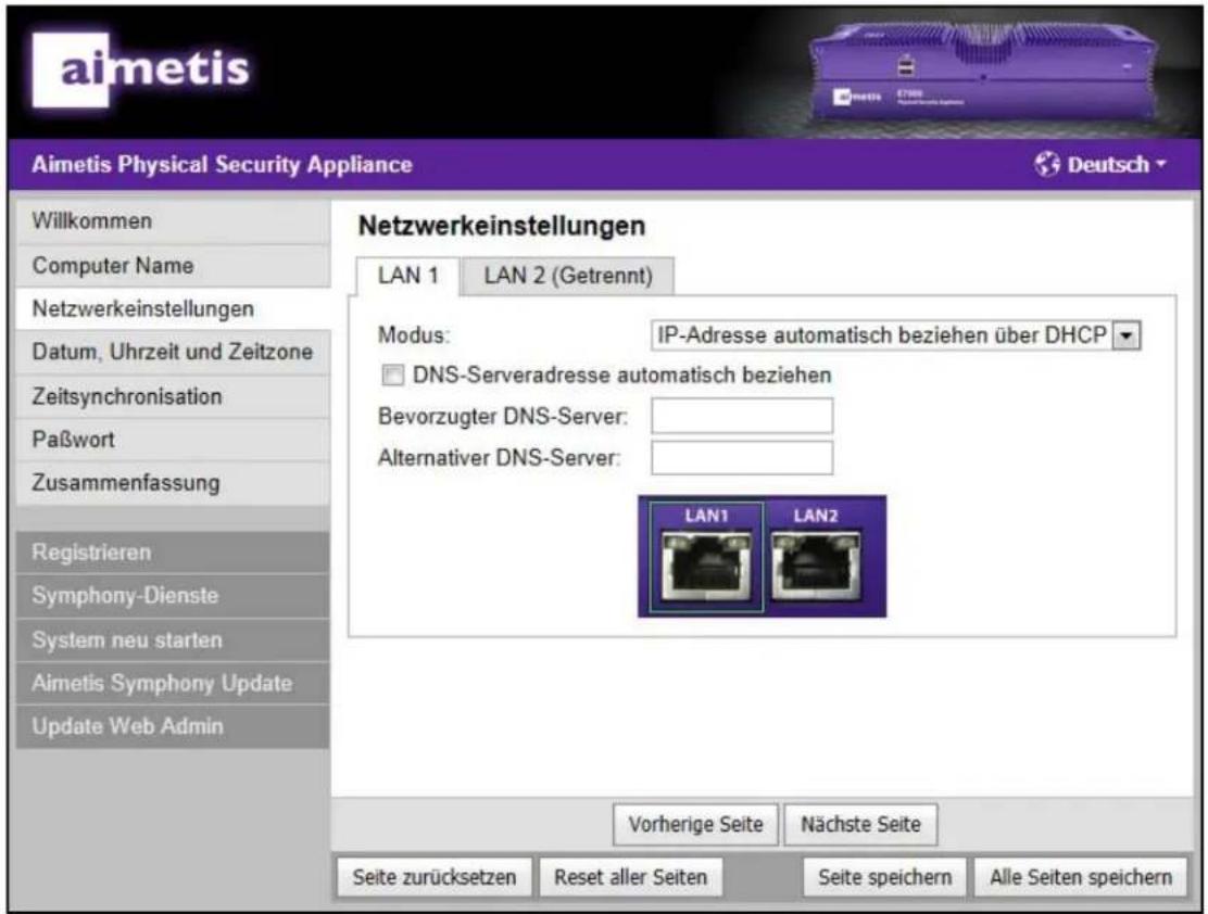 Aimetis E7040A - Network Einstellungen - 1