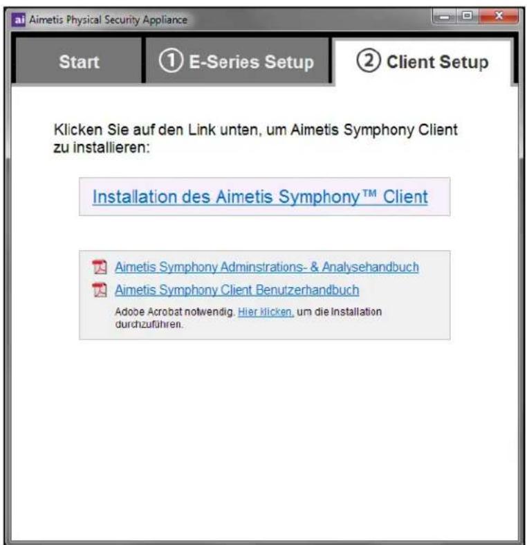 Aimetis E7060A - Installation der Aimetis Symphony Client Software: - 1