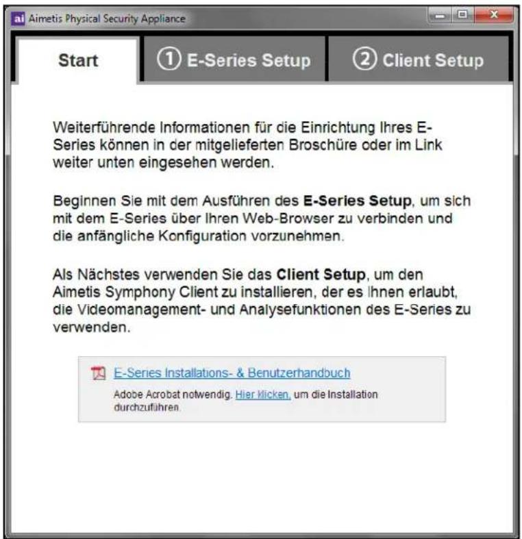 Aimetis E7020A - Ausführen des Administrations-Assistenten: - 1