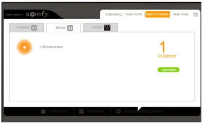 Sommfya Verbindung | Mein Konto | Seitre Produkte | Mein Maus Produkte ID Sensor ID Produkte 1. Sonnensensor lo-Sensor verwalten -STARTDESTE INFOPANEL SYSTEMS/SELLINGER