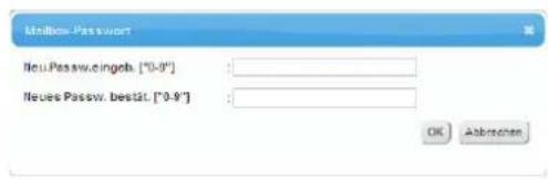 Mailbow-Password Neu.Passw.cingob. [0-9] Neue Passw. bestät. [0-9] OK Abbrechen