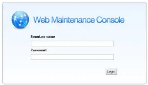 Web Maintenance Console Benutzername Password Login