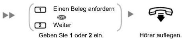 1 Einen Beleg anfordern 2 Weiter Geben Sie 1 oder 2 ein. Hörer auflegen.