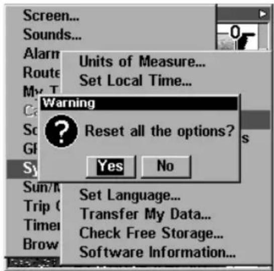 LOWRANCE LMS-320DF - Reset Options - 2