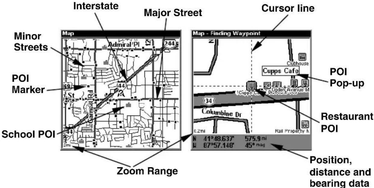 LOWRANCE LMS-320DF - Background map vs. MapCreate map content - 1