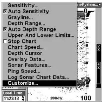 LOWRANCE LMS-320DF - Customizing the Digital Data/Chart Screen - 2