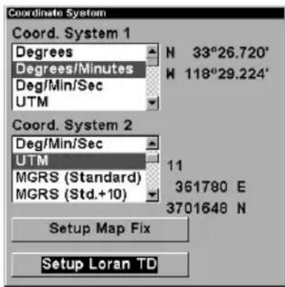 LOWRANCE LMS-320DF - Coordinate System Selection - 3