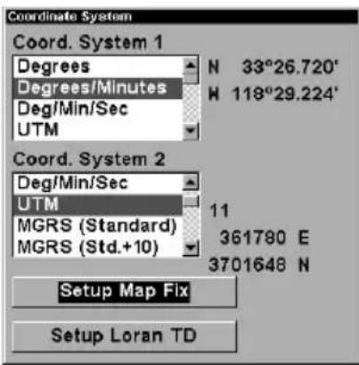 LOWRANCE LMS-320DF - Coordinate System Selection - 2