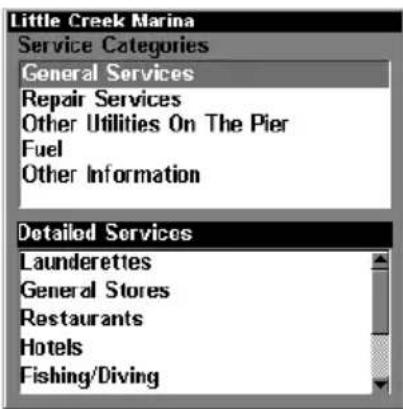 LOWRANCE LMS-320DF - To view Port Services information: - 3