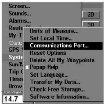 LOWRANCE LMS-320DF - Communications Port Configuration - 1