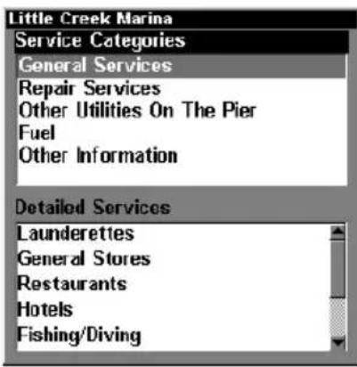 LOWRANCE LMS-320DF - To view Port Services information: - 2