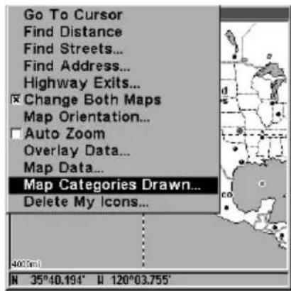 LOWRANCE LMS-320DF - Map Detail Category Selection - 1