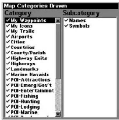 LOWRANCE LMS-320DF - Map Detail Category Selection - 2