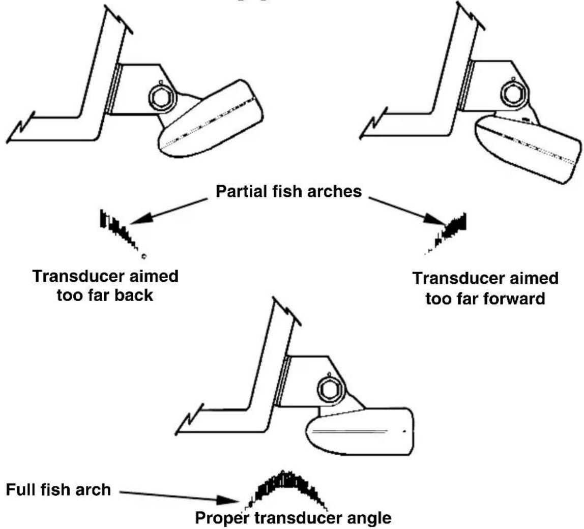 LOWRANCE LMS-320DF - TRANSDUCER ORIENTATION AND FISH ARCHES - 1