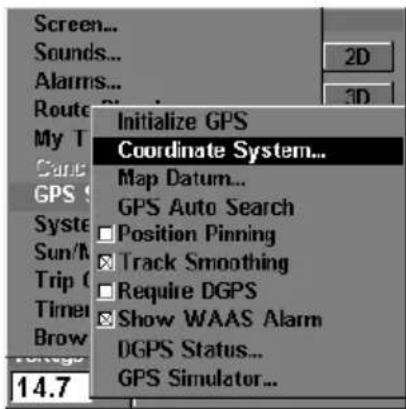 LOWRANCE LMS-320DF - Coordinate System Selection - 1