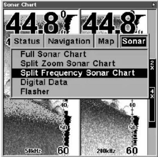LOWRANCE LMS-320DF - Split Frequency Sonar Chart (LMS-320DF only) - 1