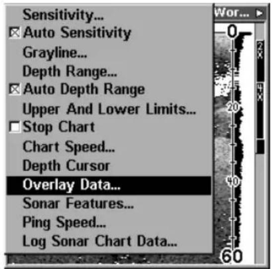 LOWRANCE LMS-320DF - To select data for display: - 1