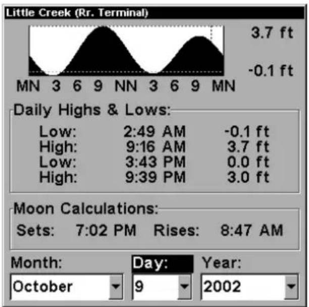 LOWRANCE LMS-320DF - To view tide information: - 2