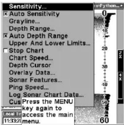 LOWRANCE LMS-320DF - Customizing the Digital Data/Chart Screen - 1