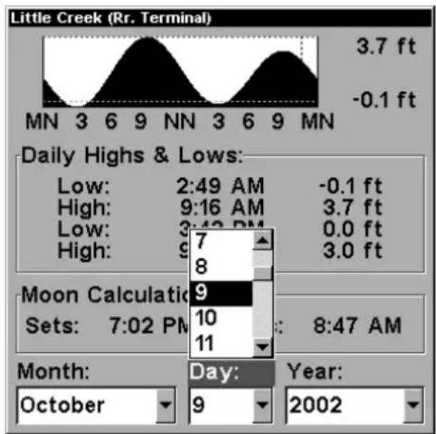 LOWRANCE LMS-320DF - To view tide information: - 3